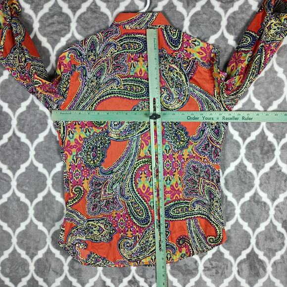 Lauren Ralph Lauren Top Blouse Women Small Paisley Button Up LRL - Picture 5 of 12